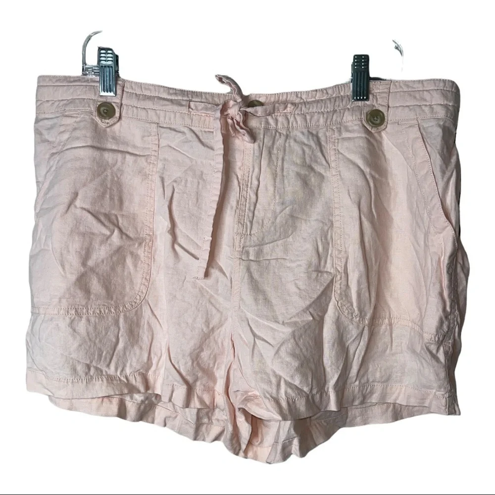 Torrid Blush Pink Linen Blend Drawstring Shorts Size 14 Plus